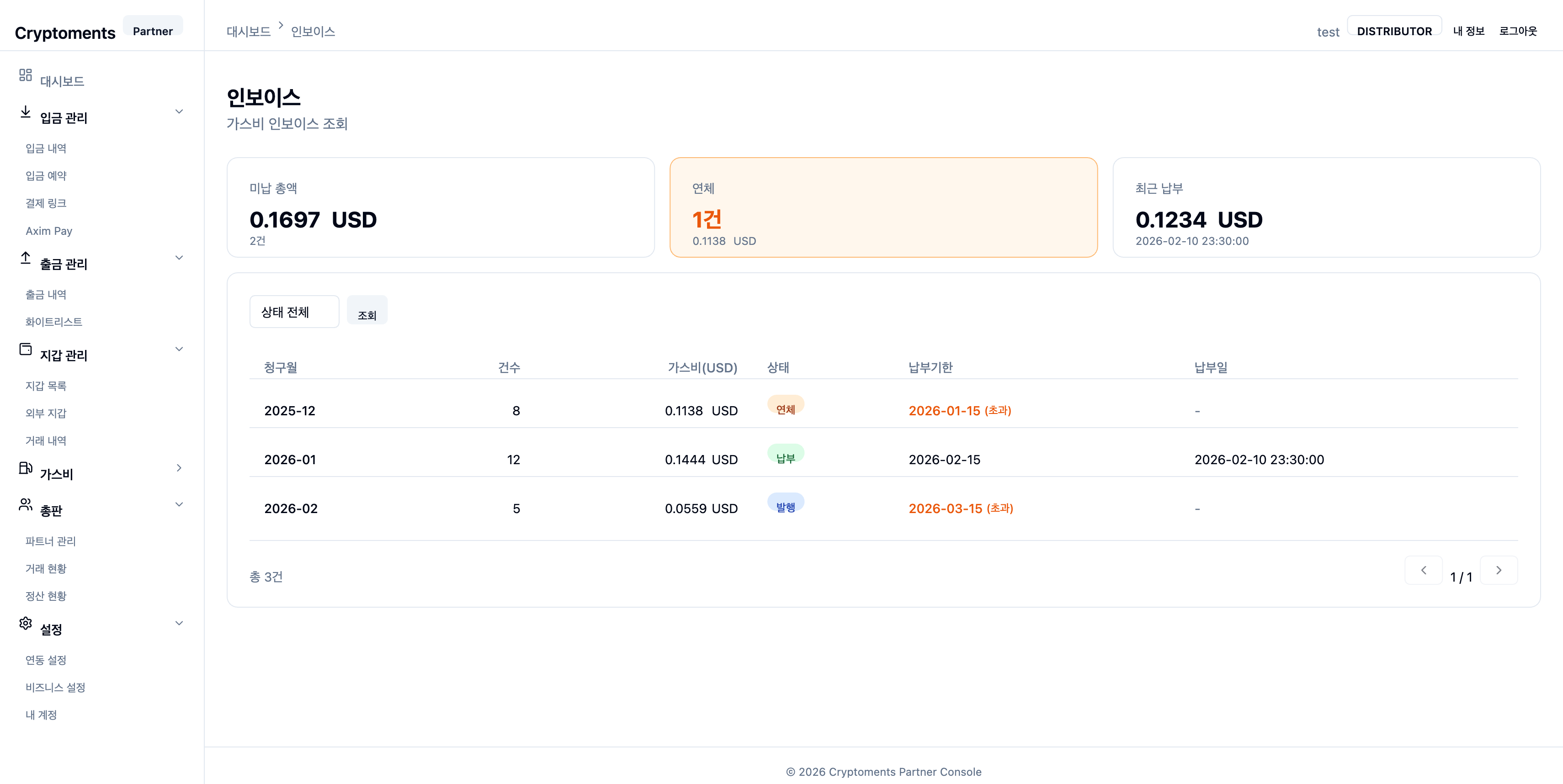 Invoice list