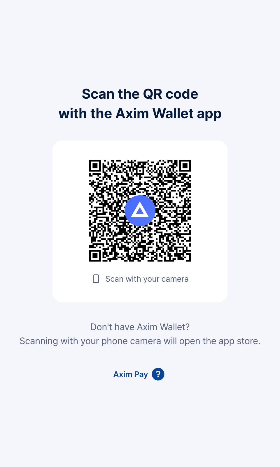 Axim Pay app connect screen