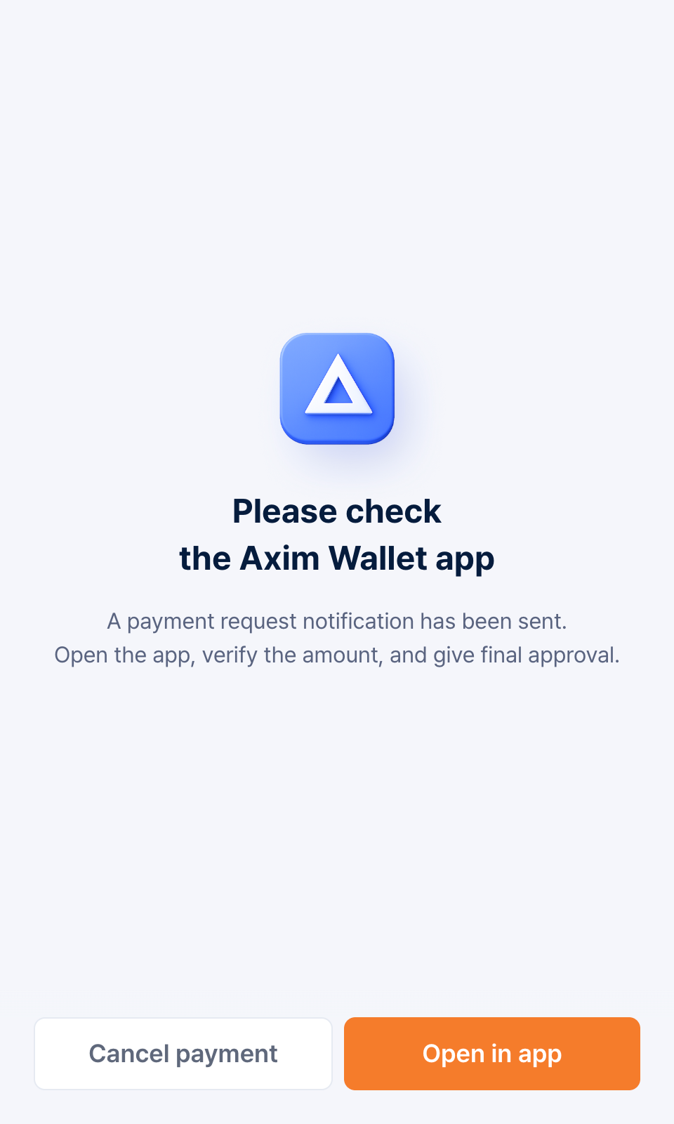 Payment completion screen
